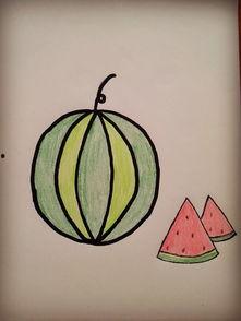 幼儿吃瓜简笔画,童趣盎然的夏日时光